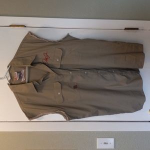 Hase Dale Jr khaki sleeveless button front shirt sz xl vintage never worn